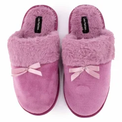 LES PETITES...PARIS Chaussons fausse fourrure noeud Carmeline Femme VIOLET Sale