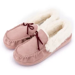 MANOUKIAN Chaussons fermes fourrés cecilia Femme ROSE New