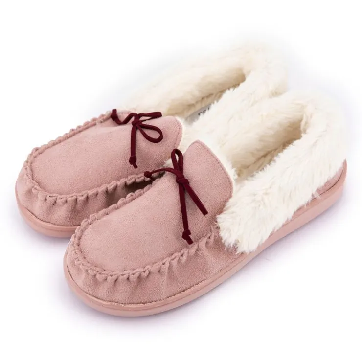 MANOUKIAN Chaussons fermes fourrés cecilia Femme ROSE New