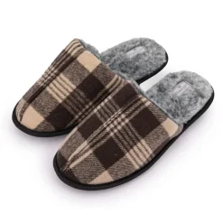 LEE COOPER Chaussons fourrées à carreaux Homme MARRON