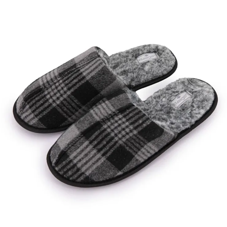 LEE COOPER Chaussons fourrées à carreaux Homme GRIS New