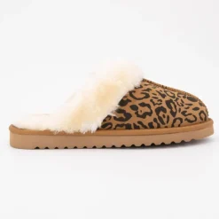 LOVETT Chaussons fourrés léopard Femme MARRON