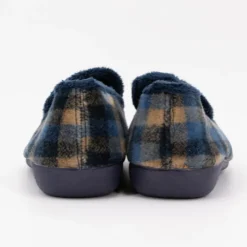 BONADONA Chaussons polaire confort à carreaux dégradés de marron Homme BLEU FONCE Discount