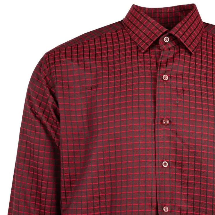 BILL TORNADE Chemise à carreaux col 34 regular fit Homme ROUGE Outlet