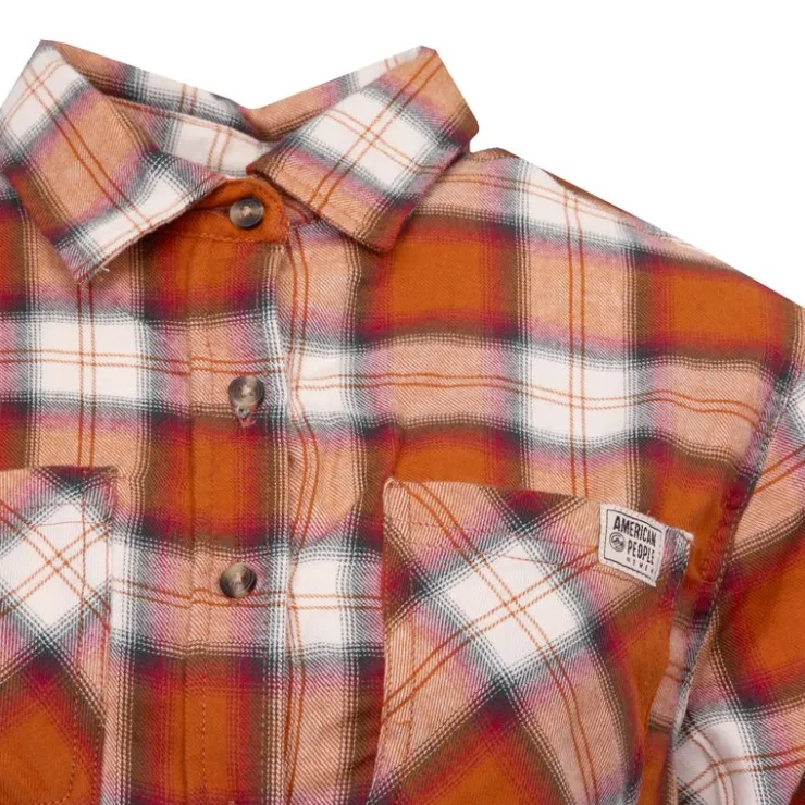 AMERICAN PEOPLE Chemise à carreaux coton Austin Femme ORANGE Best