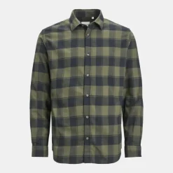 JACK & JONES Chemise à carreaux Joshua slim fit col boutonné Homme KAKI