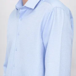 BILL TORNADE Chemise à petits carreaux en coton Homme BLEU Discount