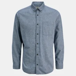 JACK & JONES Chemise classique gris coton mélangé regular fit Homme BLEU