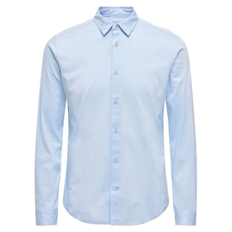 ONLY AND SONS Chemise classique robin coton slim fit Homme BLEU CLAIR Online