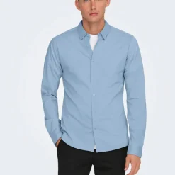 ONLY AND SONS Chemise classique robin coton slim fit Homme BLEU CLAIR Online