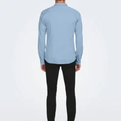 ONLY AND SONS Chemise classique robin coton slim fit Homme BLEU CLAIR Online