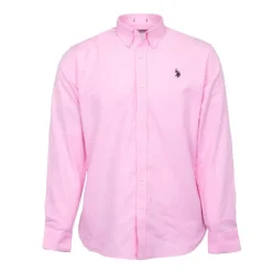 US POLO Chemise classique tissu chiné evan Homme ROSE New