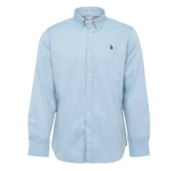 US POLO Chemise classique tissu chiné evan Homme BLEU CIEL Outlet