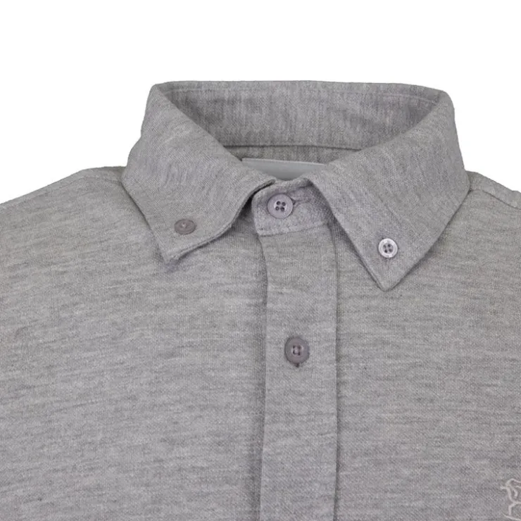 BILL TORNADE Chemise classique tissu chiné en coton Homme GRIS CLAIR