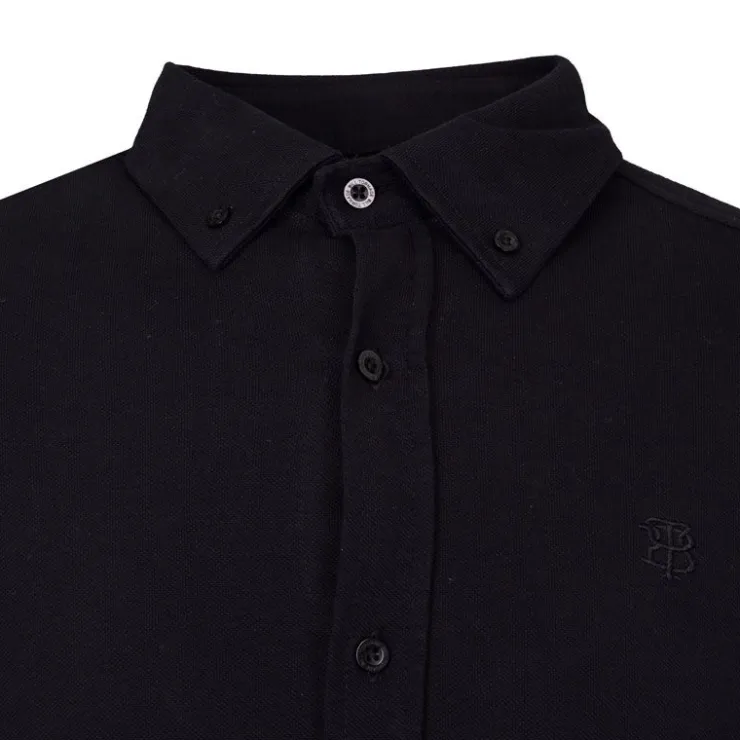 BILL TORNADE Chemise classique tissu chiné en coton Homme NOIR New