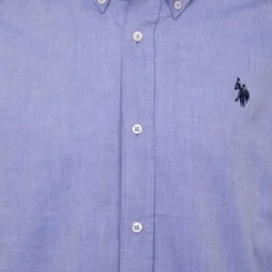 US POLO Chemise classique tissu chiné evan Homme BLEU