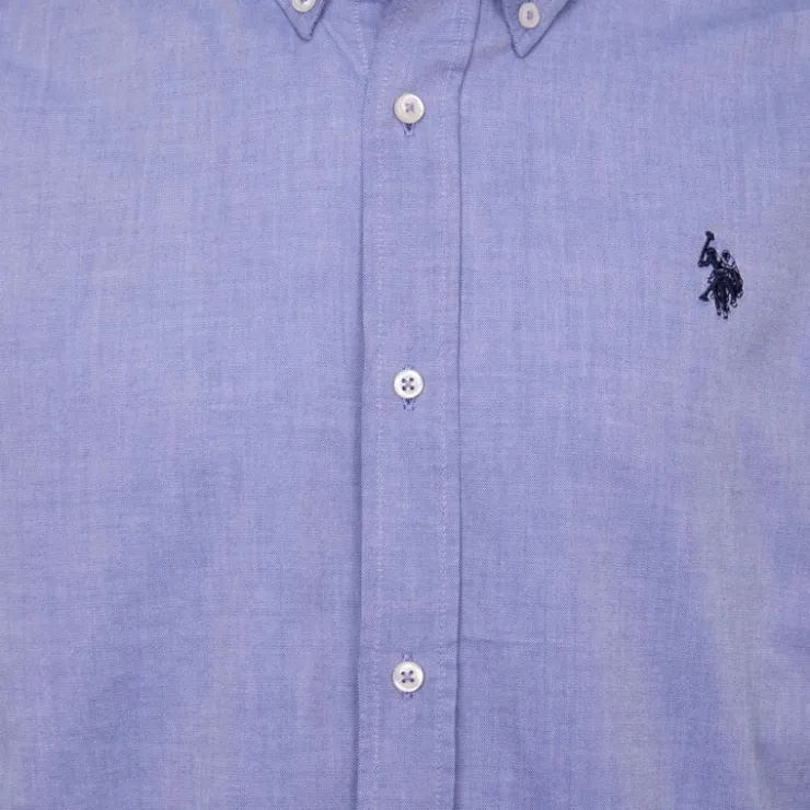 US POLO Chemise classique tissu chiné evan Homme BLEU
