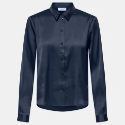 JDY Chemise col à sequins fifi effet satiné regular Femme BLEU FONCE Clearance