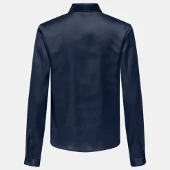 JDY Chemise col à sequins fifi effet satiné regular Femme BLEU FONCE Clearance