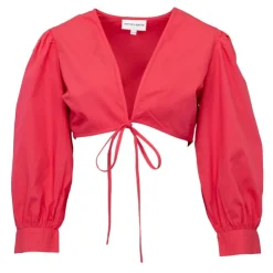 ANTIK BATIK Chemise crop karo décolleté V couleur unie Femme ROSE Sale