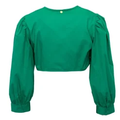 ANTIK BATIK Chemise crop karo décolleté V couleur unie Femme VERT Online