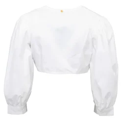 ANTIK BATIK Chemise crop karo décolleté V couleur unie Femme BLANC New