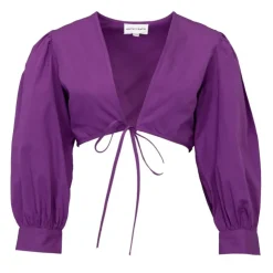 ANTIK BATIK Chemise crop karo décolleté V couleur unie Femme VIOLET New