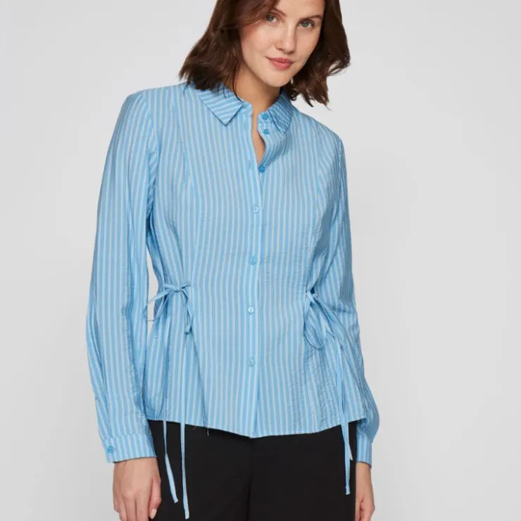VILA Chemise dogma à rayures à nouer Femme BLEU CLAIR New