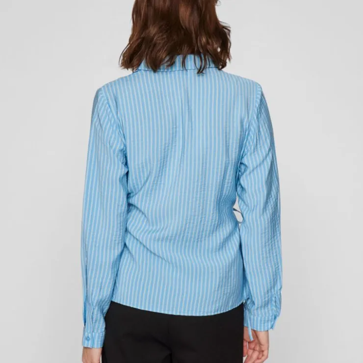 VILA Chemise dogma à rayures à nouer Femme BLEU CLAIR New