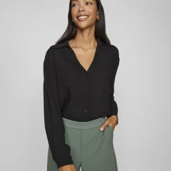 VILA Chemise Domira col v black beauty Femme NOIR