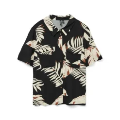 VERO MODA Chemise easy black fioni avec imprimé tropical Femme NOIR Sale