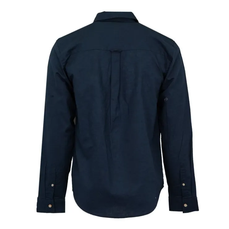 DEELUXE 74 Chemise en lin coton couleur unie Homme BLEU FONCE Sale