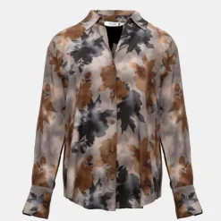 PLEASE Chemise fluide grigio imprimé à fleurs Femme GRIS