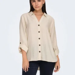 JDY Chemise manches 3/4 Lauren lin 15347163 Femme BLANC ECRU Discount