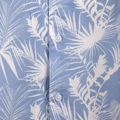 BLAGGIO Chemise manches courtes imprimée tropical en viscose Homme BLEU CLAIR