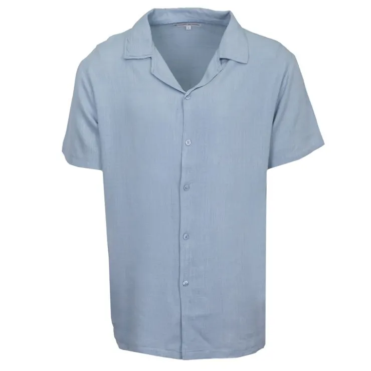 PANAME BROTHERS Chemise manches courtes lin mélangé Homme BLEU CIEL Best
