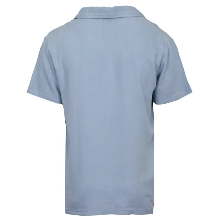 PANAME BROTHERS Chemise manches courtes lin mélangé Homme BLEU CIEL Best