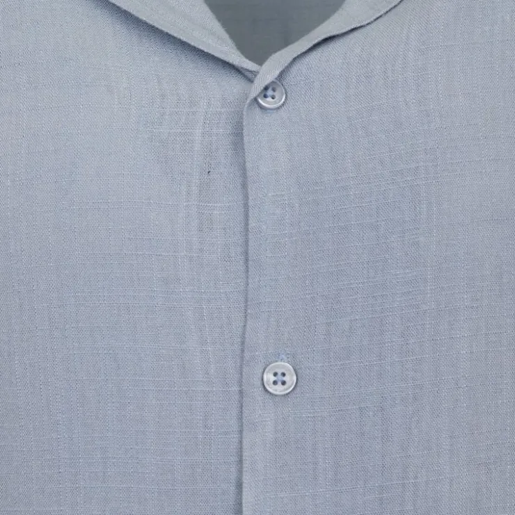 PANAME BROTHERS Chemise manches courtes lin mélangé Homme BLEU CIEL Best