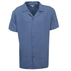 PANAME BROTHERS Chemise manches courtes lin mélangé Homme BLEU INDIGO