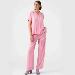 VERO MODA Chemise manches courtes ,décontracté uni Femme ROSE Clearance