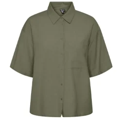 PIECES Chemise manches courtes uni Femme KAKI