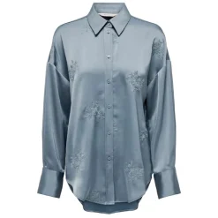 ONLY Chemise Marta effet satiné à manches longues Femme BLEU Discount