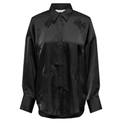 ONLY Chemise Marta effet satiné à manches longues Femme NOIR Clearance
