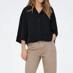 JDY Chemise nana manches 3/4 regular fit Femme NOIR New