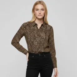 ONLY Chemise sierra imprimé léopard regular Femme MARRON Clearance