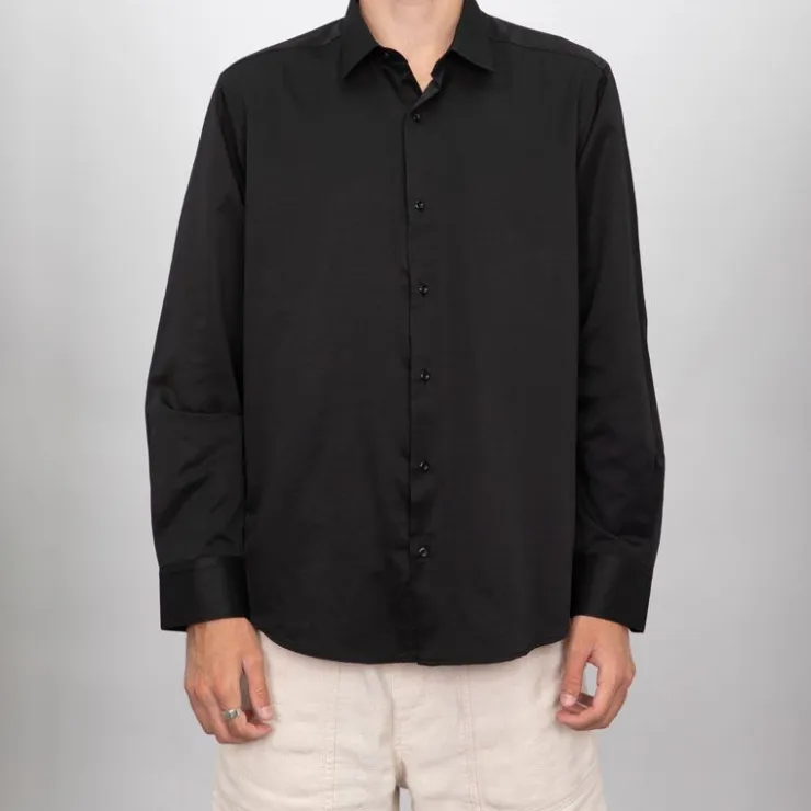 BILL TORNADE Chemise unie coton classique Homme NOIR Online