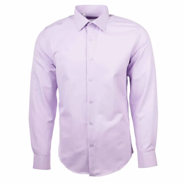 BILL TORNADE Chemise unie manches longues regular Homme VIOLET CLAIR Sale