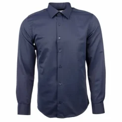 BILL TORNADE Chemise unie manches longues regular Homme BLEU FONCE Sale