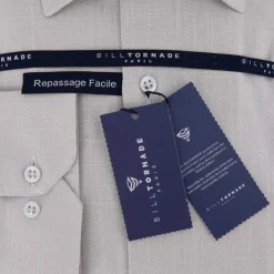 BILL TORNADE Chemise unie regular fit coton aspect lin Homme GRIS CLAIR