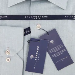 BILL TORNADE Chemise unie regular fit coton aspect lin Homme BLEU Outlet